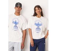 adidas Originals - T-shirt bianca con grafica di trifoglio sorridente-Bianco S