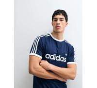 adidas Originals - T-shirt blu navy e bianca con tre strisce e profili a contrasto M