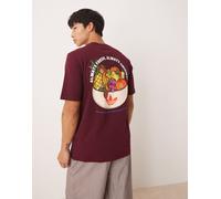 adidas Originals - T-shirt bordeaux con grafica di frutta-Rosso XS