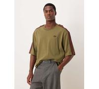 adidas Originals - T-shirt color oliva e rosso granata con tre strisce-Verde S