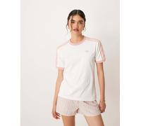 adidas Originals - T-shirt color panna con bordi a contrasto e 3 strisce con volant-Bianco S