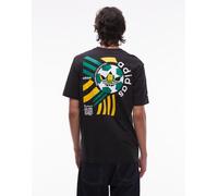 adidas Originals - T-shirt da calcio nera, gialla e verde con grafica dello stemma-Nero S