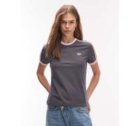 adidas Originals - T-shirt grigio antracite e rosa con 3 strisce M