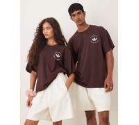adidas Originals - T-shirt marrone con grafica del logo a trifoglio L
