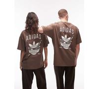 adidas Originals - T-shirt marrone con trifoglio e grafica ramen S