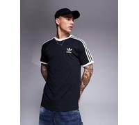 adidas Originals - T-shirt nera con le 3 strisce bordi a contrasto-Nero XS