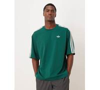 adidas Originals - T-shirt oversize verde con 3 strisce M