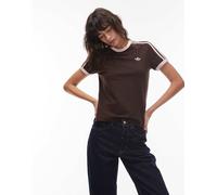 Adidas Originals 3 Stripes Slim Short Sleeve T-shirt Marrone M Donna