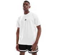 adidas Originals - T-shirt stile basket bianca con stampa grafica nera-Bianco M