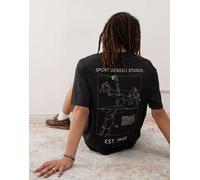 adidas Originals - T-shirt stile basket nera con stampa grafica-Nero M