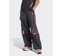 adidas Originals - Teamgeist adicolor - Pantaloni sportivi oversize neri / fucsia semi lucido-Nero 2XS
