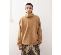 adidas Originals - Teamgeist - Felpa con cappuccio marrone in pile borg con zip corta S