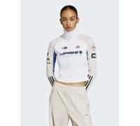 adidas Originals - Teamgeist - Top slim bianco e bliss con zip 2XS