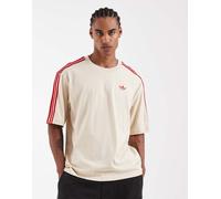 adidas Originals - Three Stripe - T-shirt beige e rossa-Neutro L