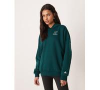 adidas Originals - Three Stripes Studios - Felpa con cappuccio verde scuro con tre strisce S