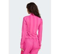adidas Originals - Top a maniche lunghe fucsia semilucido con zip corta e grafica stile calcio-Rosa M