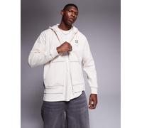 adidas Originals - Trefoil Essentials - Felpa color panna con cappuccio, cuciture a contrasto e chiusura con zip-Bianco M