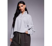 adidas Originals - Trefoil Essentials - Felpa grigia con zip corta-Grigio XL