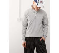 adidas Originals - Trefoil Essentials - Maglione in tessuto a nido d'ape grigio con zip corta S