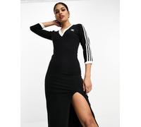 adidas Originals - Vestito T-shirt lungo nero con scollo a V e 3 strisce S