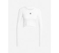Maglia Essentials Ribbed Crop Long Sleeve White XS