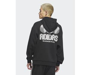 adidas Originals - World Wide Hoops - Felpa con cappuccio nera-Nero 2XS