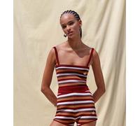 adidas Originals x ASOS - Canotta in maglia bordeaux a righe in coordinato-Rosso S