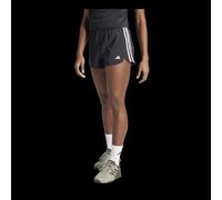 ADIDAS PACER TRAINING 3-STRIPES WOVEN HIGH-RISE SHORTS BLACK / WHITE