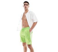 adidas - Pantaloncini da bagno da 8“ verdi e bianchi con 3 strisce-Verde S