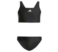 adidas Bambina 3-Stripes V-Back Bikini, Black/White, 3-4 Years