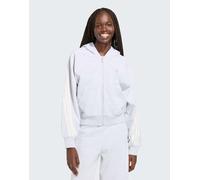 adidas performance - adidas kit - Felpa con cappuccio e zip con 3 strisce grigio mélange chiaro e bianco sporco 2XL