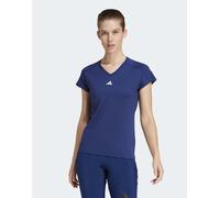 adidas Performance - Aeroready Train Essentials - T-shirt blu scuro / bianca con scollo a V e logo minimal M