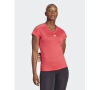 adidas Performance - Aeroready Train Essentials - T-shirt color rubino puro / bianca con scollo a V e logo minimal-Rosso S
