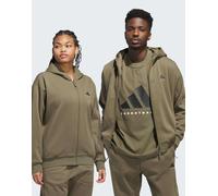 adidas Performance - Basketball - Felpa con cappuccio gender neutral color oliva strata con zip-Verde XS