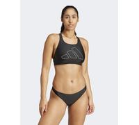adidas Performance - Big Bars - Top bikini nero/bianco con parte posteriore a Y XS