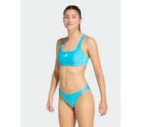 adidas performance - Bikini con spalline a V sul retro e 3 strisce ciano lucido / acqua flash-Blu W34