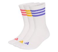 adidas Unisex - Adulto 3Stripes Cushioned Sportswear Crew Socks 3 Pair Pack Socks, white/Solar Purple/crew yellow/Pure Turbo, XS