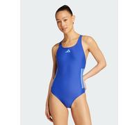 adidas performance - Costume da bagno blu semilucido e fusion con 3 strisce e scollo a C sulla schiena W44