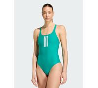 adidas performance - Costume da bagno con scollo a V sul retro e 3 strisce verde e bianco W26