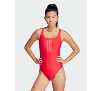 adidas performance - Costume da bagno rubino puro e rosso lucido con retro a V e 3 strisce W36