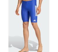 adidas performance - Costume jammer da 8“ blu semi lucido e bianchi con 3 strisce XS