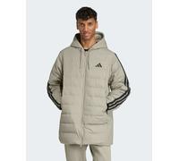 adidas performance - Essentials Climawarm - Piumino leggero stile parka con cappuccio e 3 strisce color argento sasso L