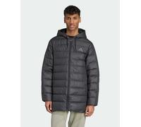 adidas Performance - Essentials Climawarm - Piumino leggero stile parka nero con cappuccio e 3 strisce 2XS
