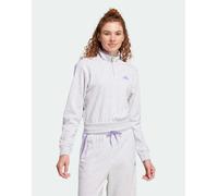 adidas Performance - Essentials Color-Pop - Giacca sportiva corta grigio chiaro mélange in French Terry con zip corta M