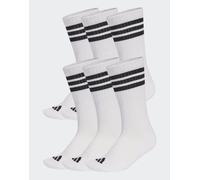adidas Mixte 3 Stripes Essentials Cushioned Crew Socks 6 Pair Pack, white/black/black, 2.5-4