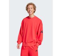 adidas Homme Essentials Lose Fit Three Bar Sweatshirt, Pure Ruby/Black, L