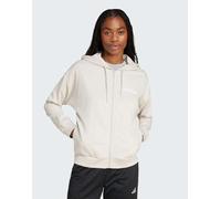 adidas Performance - Essentials - Felpa beige e bianca in French Terry con cappuccio e chiusura con zip-Neutro 2XS
