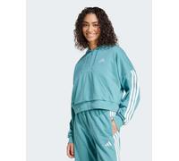 adidas performance - Essentials - Felpa color verde azzurro polvere e bianca in French Terry con cappuccio, zip corta e 3 strisce-Blu M