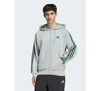 adidas performance - Essentials - Felpa con cappuccio e zip in spugna con 3 strisce color salvia wonder/verde college M