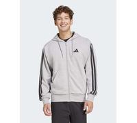 adidas Homme Essential Three Stripes French Terry Fullzip Hoodie, Medium Grey Heather/Black, L
